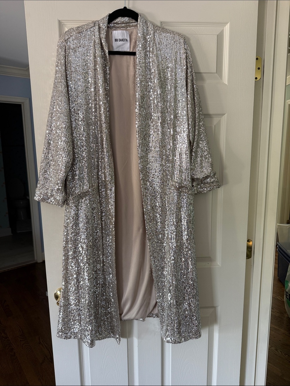 BB Dakota Silver Sequin Long Duster